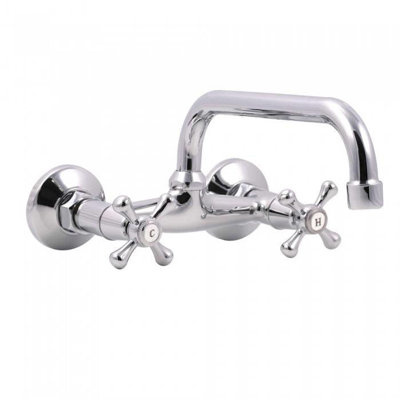 Bateria kuchenna umywalkowa ścienna C pokrętła retro