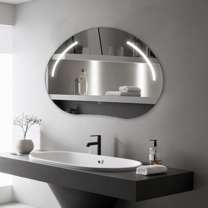 Lustro podświetlane LED asymetryczne dekoracyjne 70x50 cm nieregularne H-3071