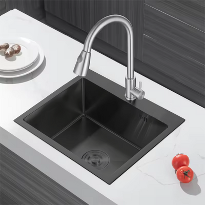 Zlewozmywak stalowy 60x50 czarny + syfon GRATIS