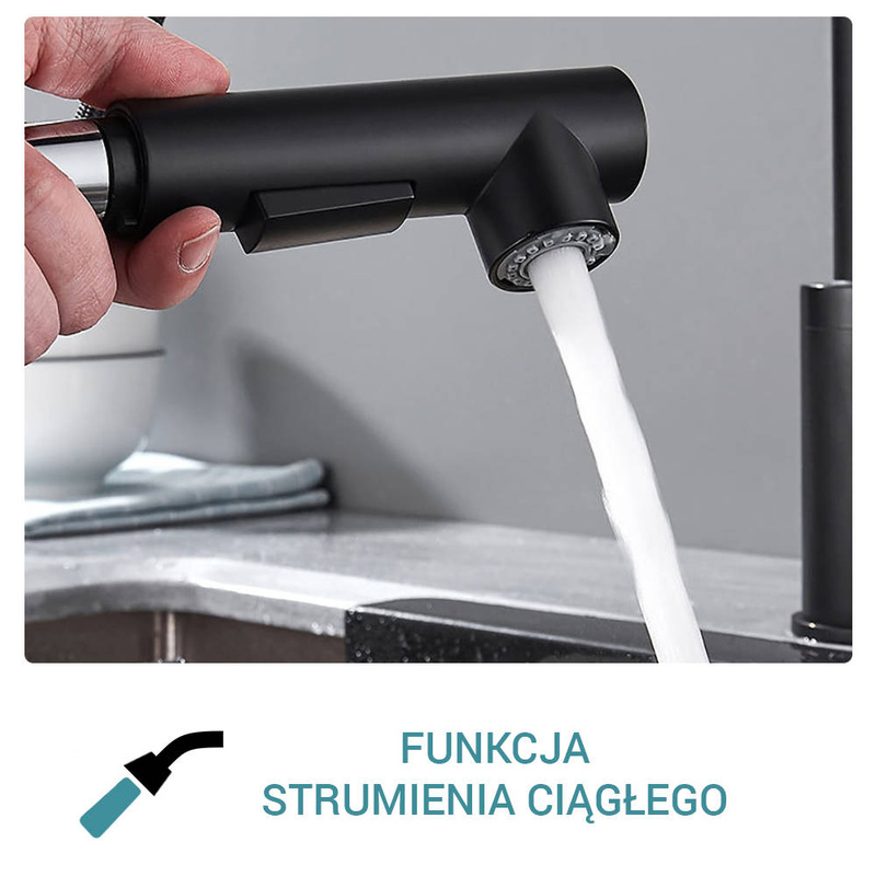 Bateria kuchenna czarna GAJA z wyciągana wylewką