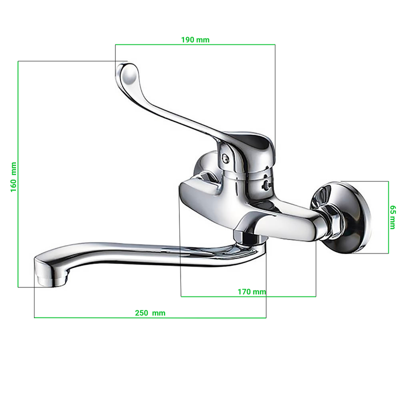 Bateria umywalkowa obrotowa lekarska medyczna ścienna łokciowa MEDYK chrom