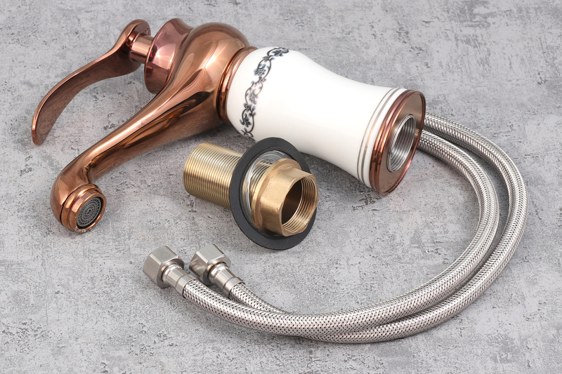 Bateria umywalkowa SONG ROSE GOLD biała