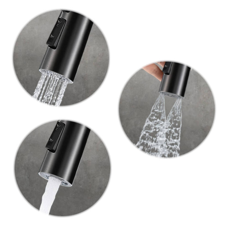 Bateria kuchenna WATERFALL z wyciąganą wylewką czarna mat