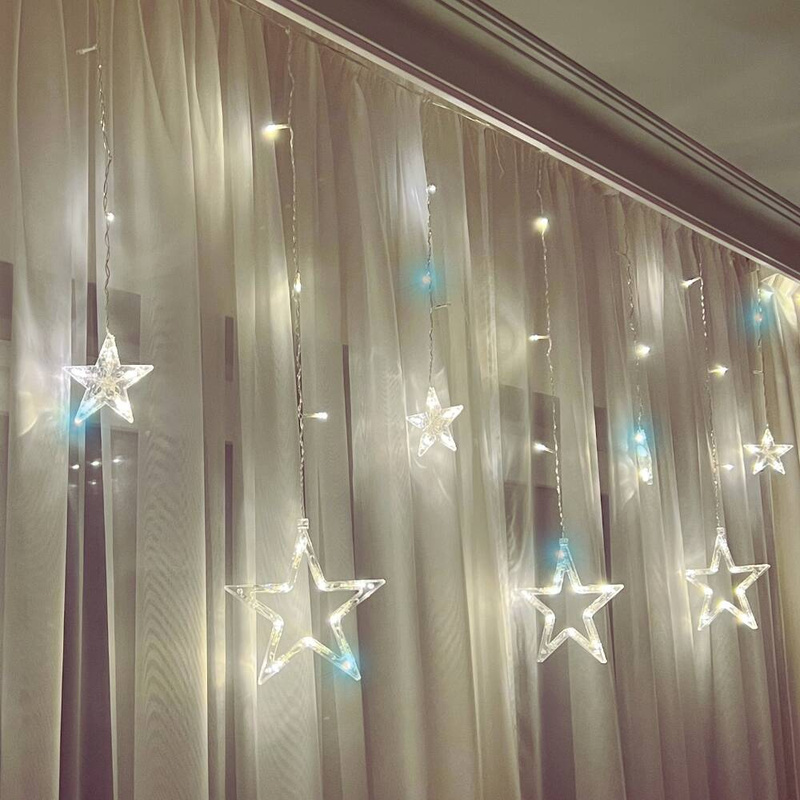 Lampki świąteczne kurtyna gwiazdki gwiazdy 3m 12V-240V ciepły biały