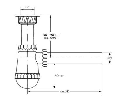 Syfon PVC i korek do umywalki z przelewem i sitkiem