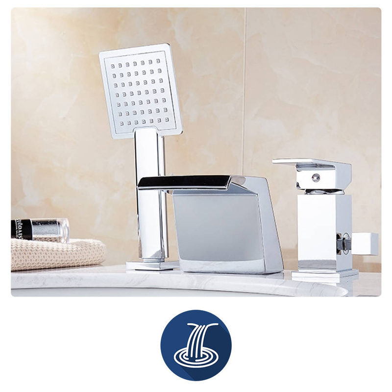 Bateria wannowa stojąca 3-otworowa szeroka wylewka KOTTO