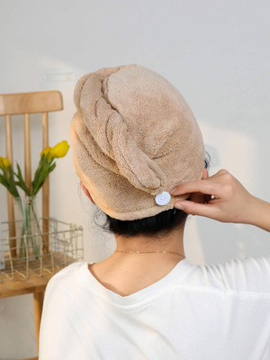 Ręcznik na włosy z mikrofibry szybkoschnący beżowy basic