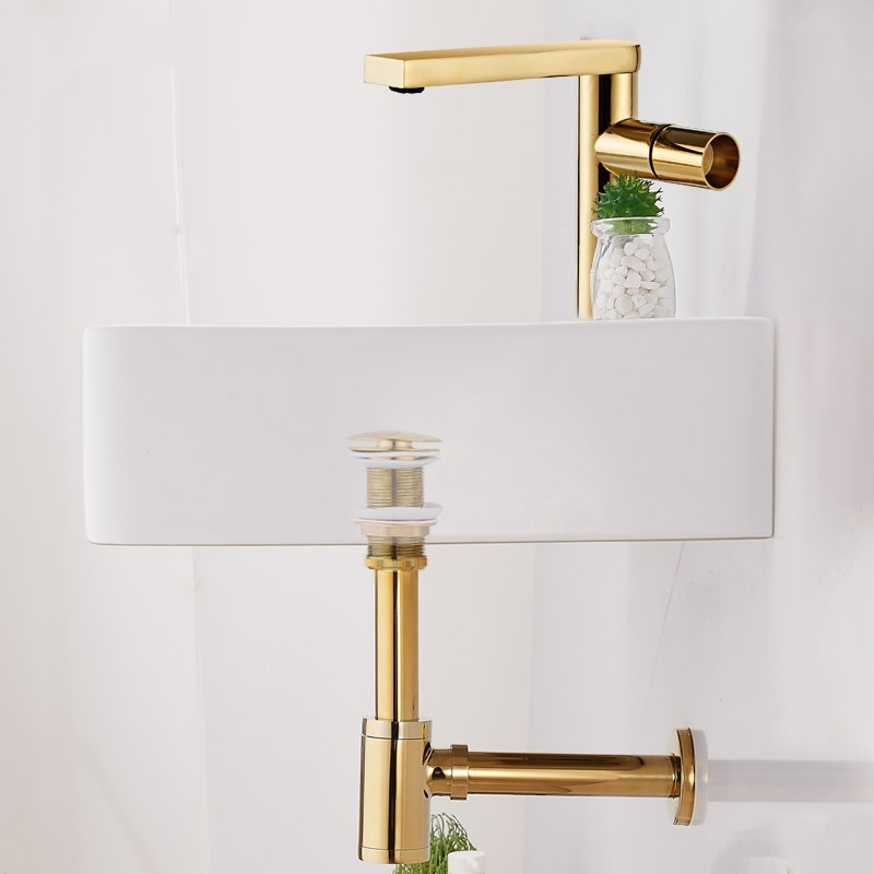 Syfon umywalkowy do umywalki złoty