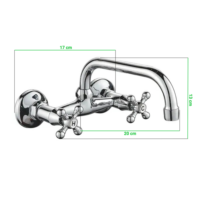Bateria kuchenna umywalkowa ścienna C pokrętła retro