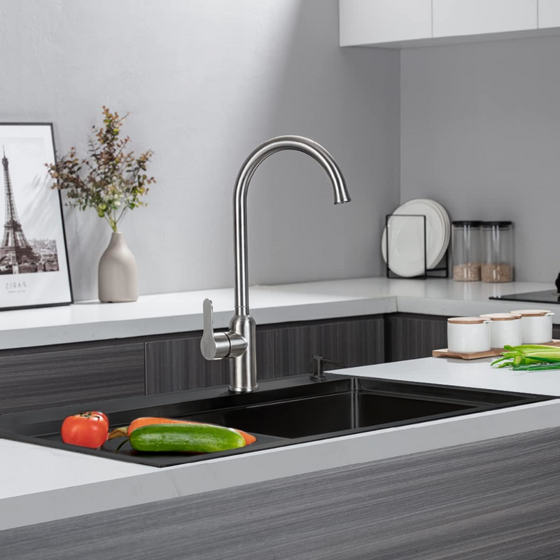 Zlewozmywak stalowy z ociekaczem po lewej stronie 78x49 czarny + syfon GRATIS