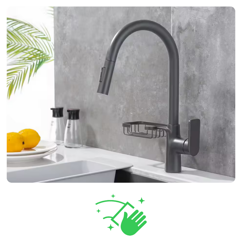 Bateria kuchenna z wyciąganą wylewką i półką LESTRE GRAPHIT