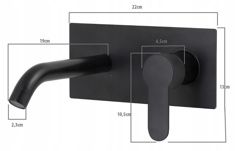 Bateria umywalkowa podtynkowa ścienna czarna