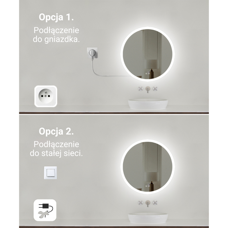 Lustro podświetlane LED 70 cm okrągłe H-202