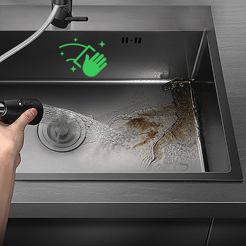 Zlewozmywak stalowy 49x44 czarny + syfon GRATIS podblatowy, podwieszany