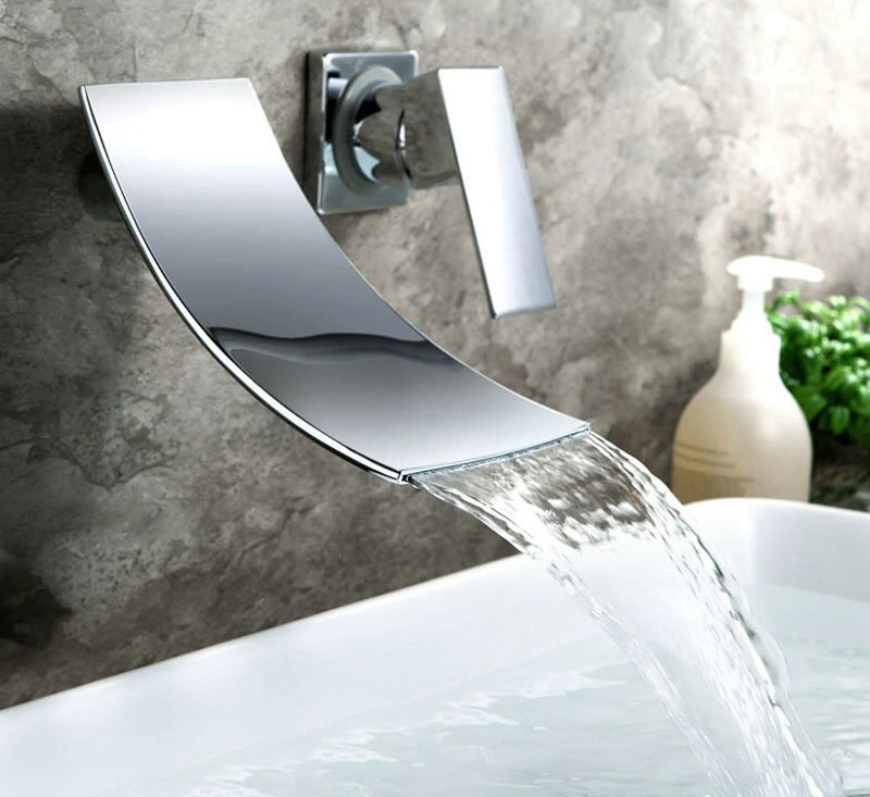 Bateria umywalkowa podtynkowa ścienna wodospad