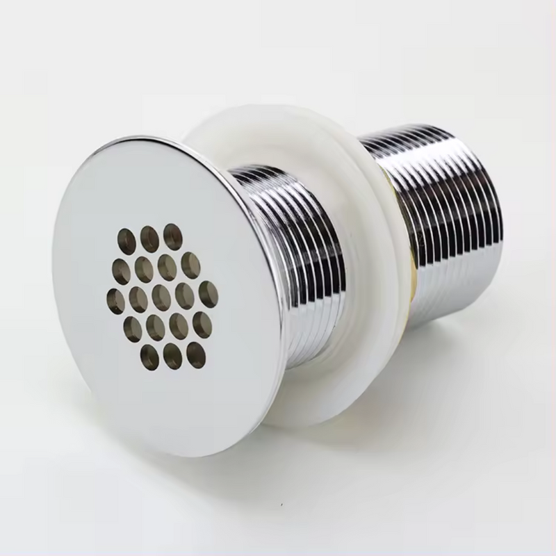 Korek umywalkowy z sitkiem otworami bez przelewu chrom