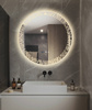 Lustro podświetlane LED dekoracyjne 70 cm okrągłe + zegar J176