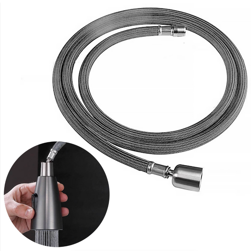 Wąż nylonowy do baterii kuchennej z obrotową końcówką szary
