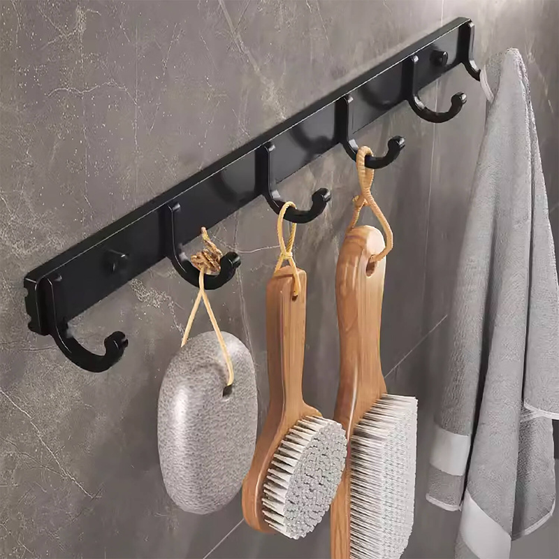 Wieszak na ubrania klucze ręczniki ścienny czarny 44 cm