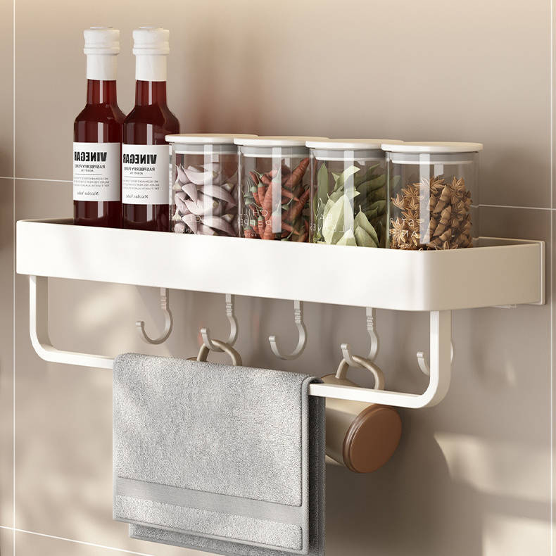 Półka łazienkowa wisząca biała LOFT 50cm z wieszakiem