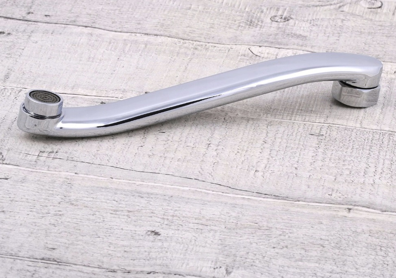 Wymienna wylewka do baterii ściennej kuchennej łazienkowej kranu zamienna obrotowa długa płaska podgięta S 3/4" 28 cm
