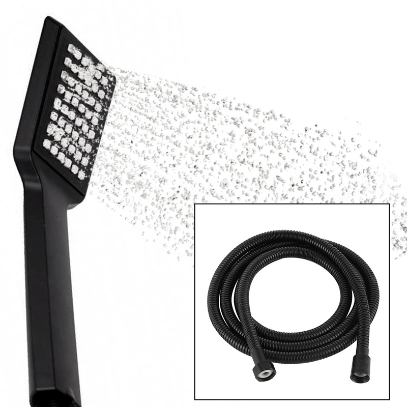 Zestaw prysznicowy czarny CARO słuchawka + wąż