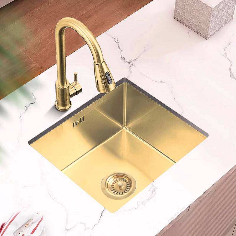 Zlewozmywak stalowy 54x44 złoty + syfon GRATIS podblatowy, podwieszany