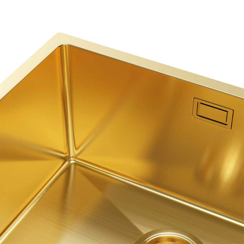 Zlewozmywak stalowy 49x44 złoty + syfon GRATIS podblatowy, podwieszany