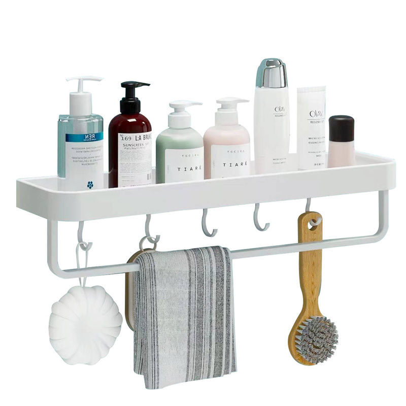 Półka łazienkowa wisząca biała LOFT 40cm z wieszakiem