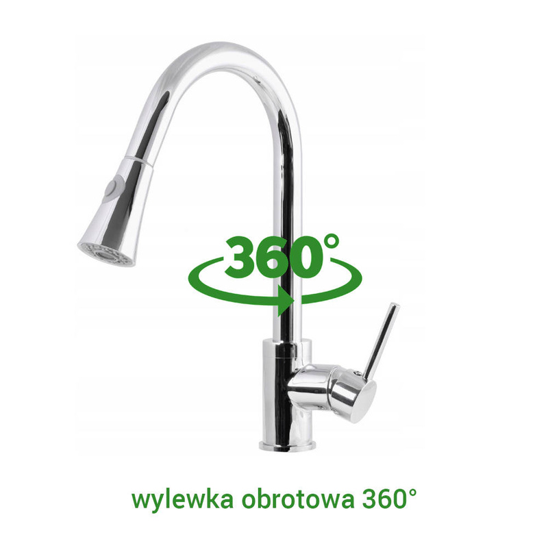 Bateria kuchenna z wyciąganą wylewką TUBO CHROM