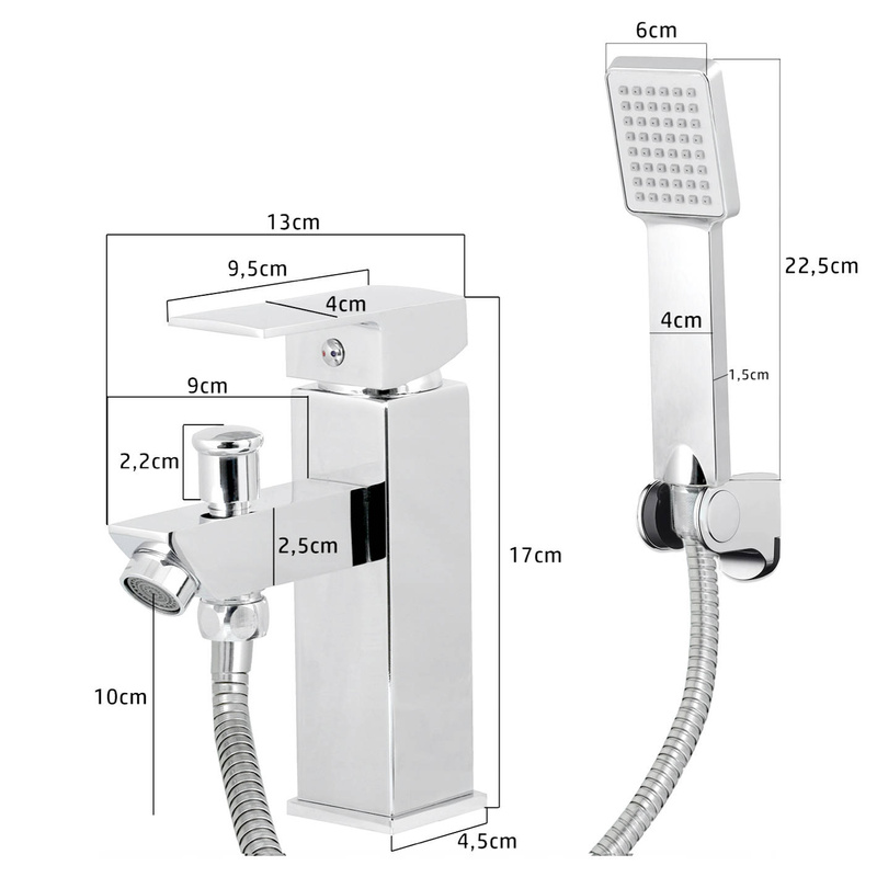 Bateria wannowa stojąca CARO + zestaw prysznicowy