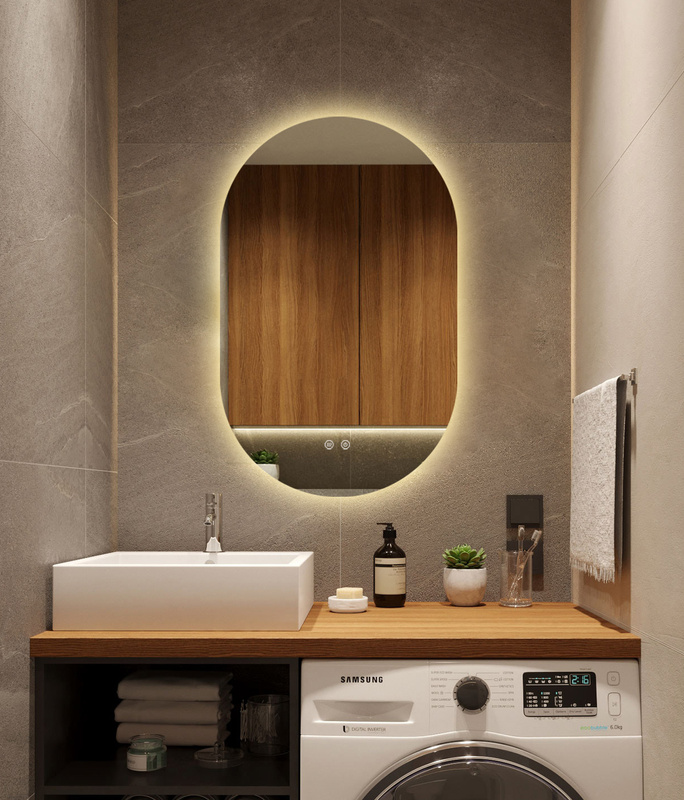 Lustro łazienkowe podświetlane LED 50x100 cm owalne J120NF