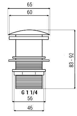 Korek umywalkowy KLIK-KLAK chromowany bez przelewu z sitkiem