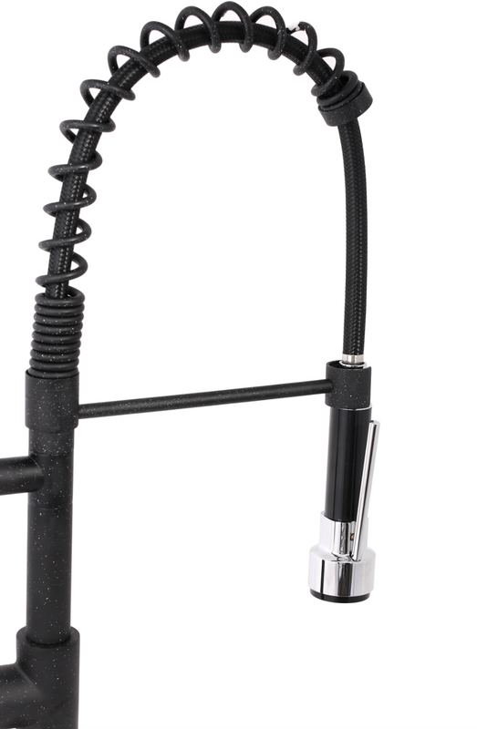 Bateria kuchenna z wyciąganą wylewką czarna DUAL BLACK DOTS