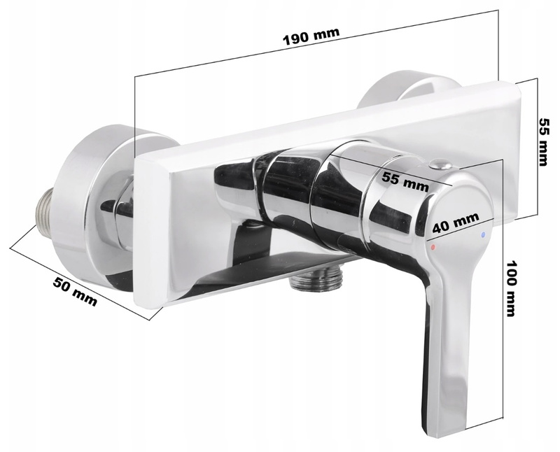 Bateria natryskowa prysznicowa biała chrom