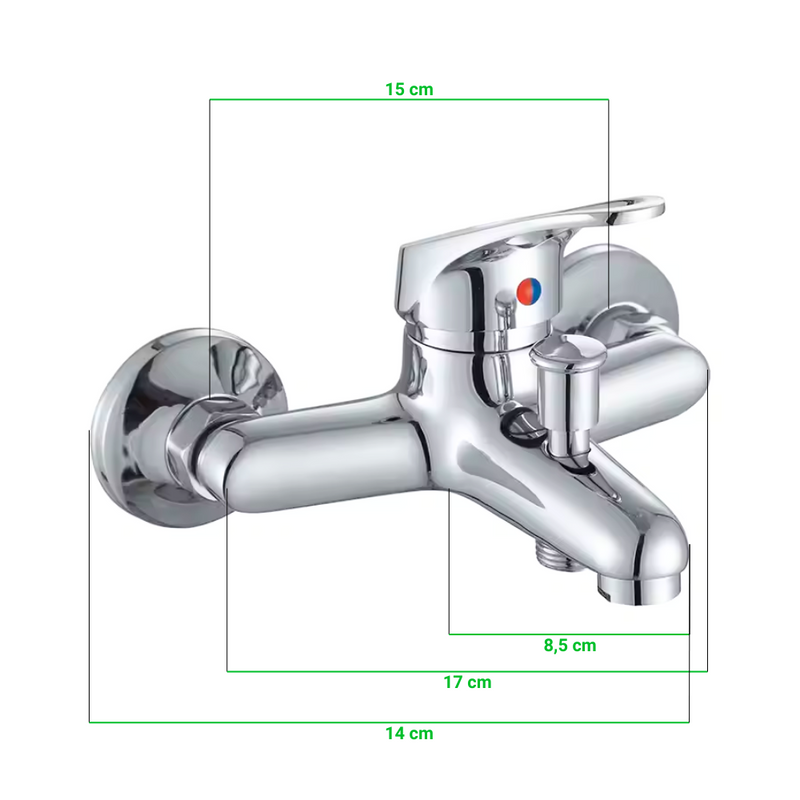 Bateria wannowa ścienna z zestawem natryskowym LUMA