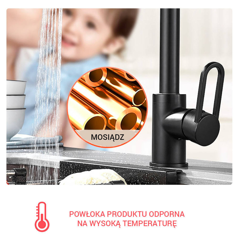 Bateria kuchenna czarna GAJA z wyciągana wylewką