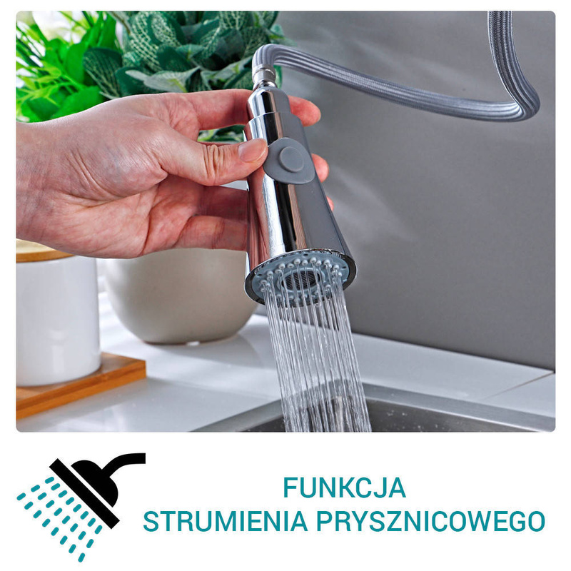 Bateria kuchenna z wyciąganą wylewką TUBO CHROM