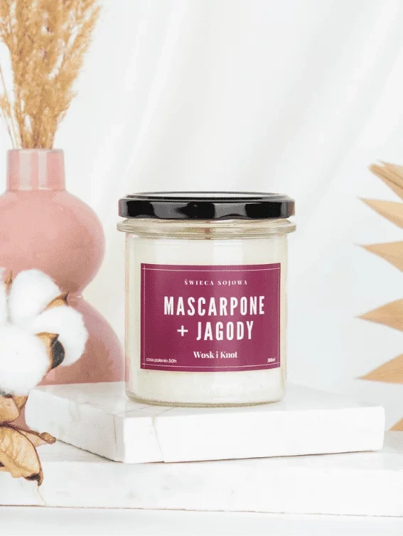 Świeca sojowa zapachowa MASCARPONE + JAGODY 300ml