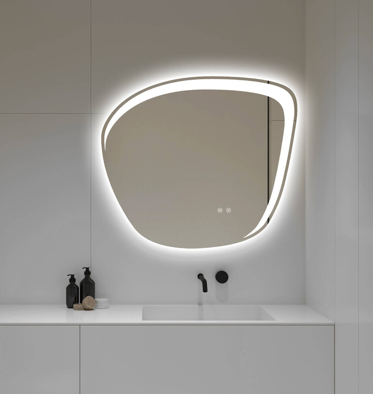 Lustro podświetlane LED asymetryczne dekoracyjne 70x80 cm nieregularne J510