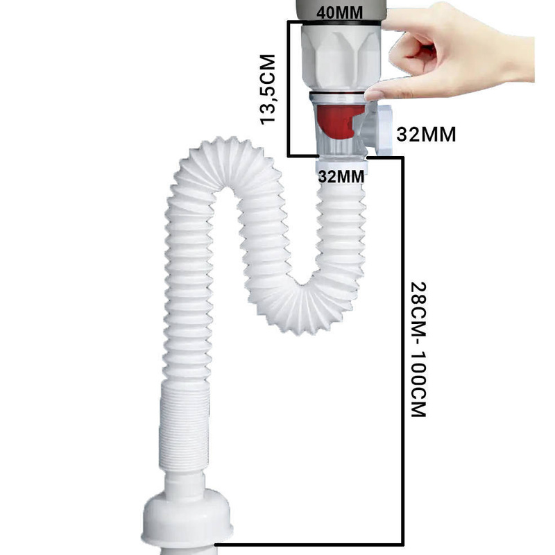 Zestaw syfon umywalkowy elastyczny + korek do umywalki bez przelewu