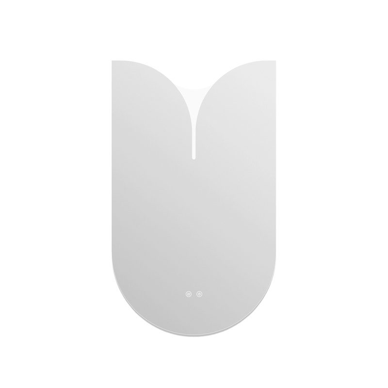 Lustro podświetlane LED asymetryczne dekoracyjne 60x100 cm półowalne z wycięciem J3054