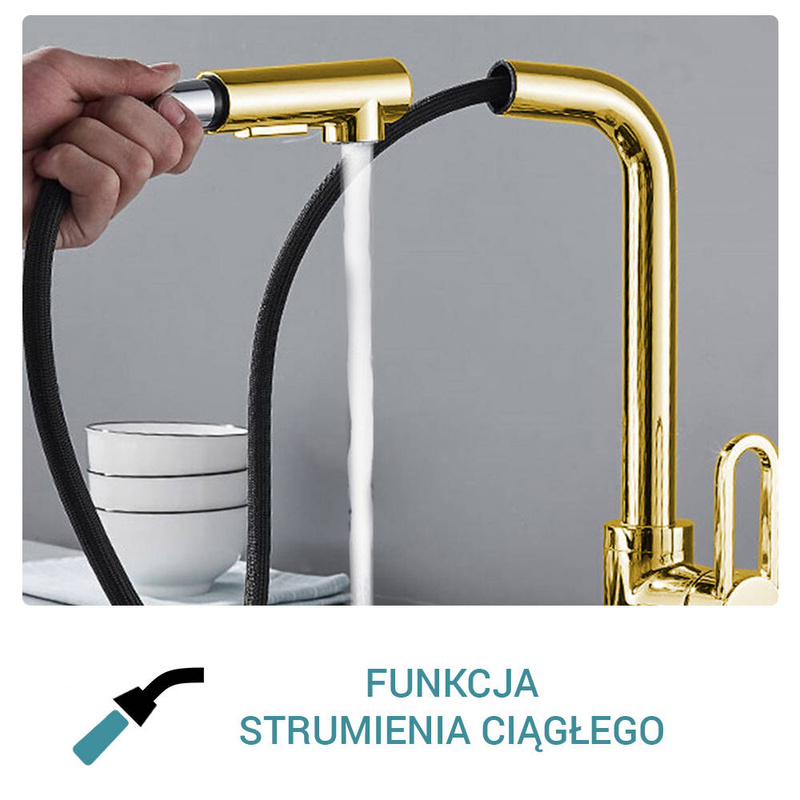 Bateria kuchenna złota z wyciąganą wylewką GAJA