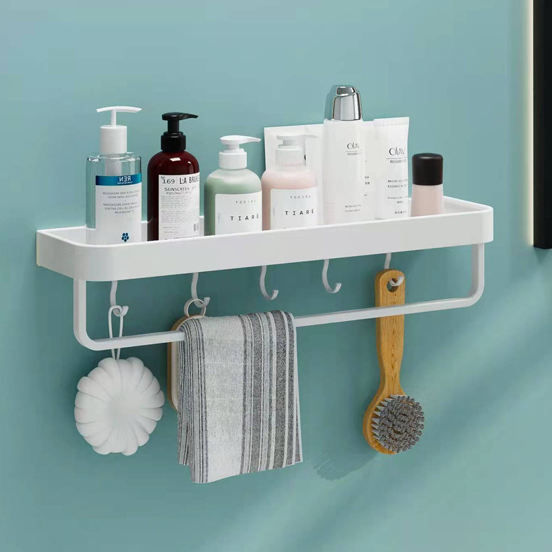 Półka łazienkowa wisząca biała LOFT 50cm z wieszakiem