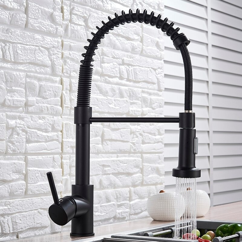 Bateria kuchenna czarna z wyciąganą wylewką KING