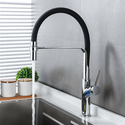 Bateria kuchenna z wyciąganą wylewką wysoka flex elastyczna ENEIA chrom