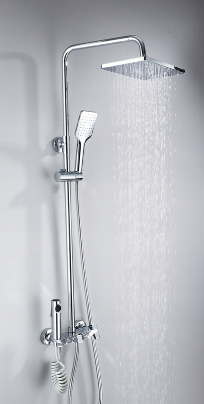Zestaw natryskowy kolumna prysznicowa srebrna + bateria, słuchawka, bidetka MODERN CHROM