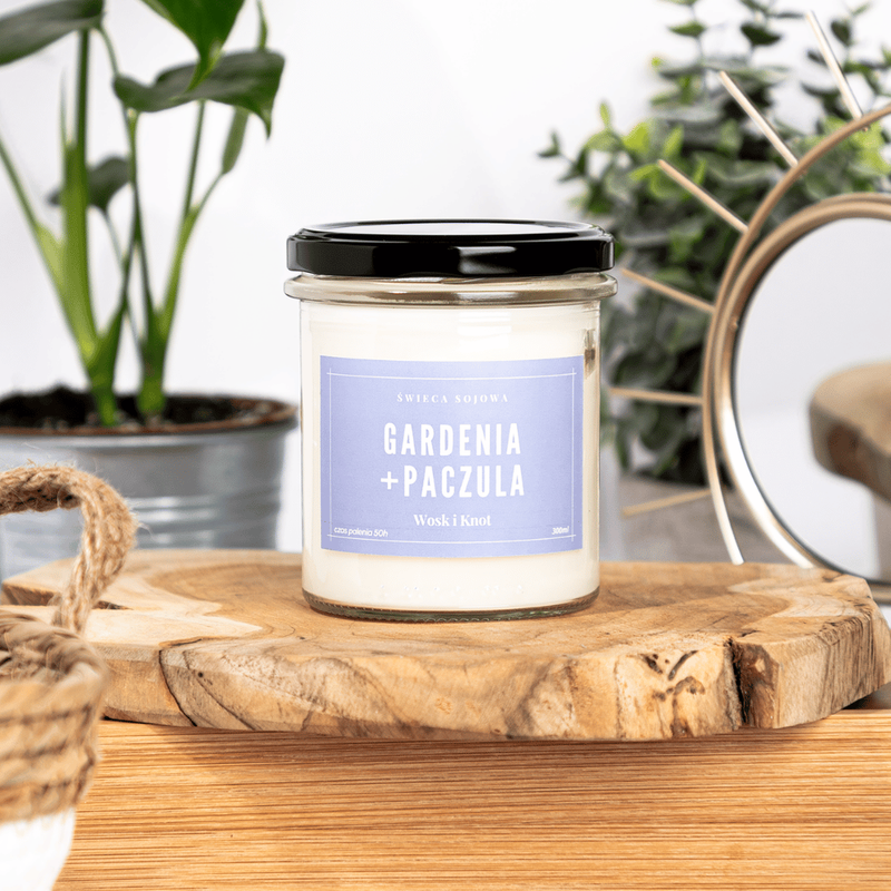 Świeca sojowa zapachowa GARDENIA+PACZULA 300ml