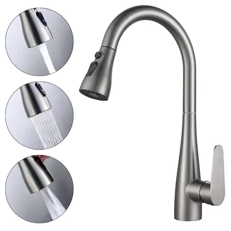 Bateria kuchenna z wyciąganą wylewką LANA GRAY szara