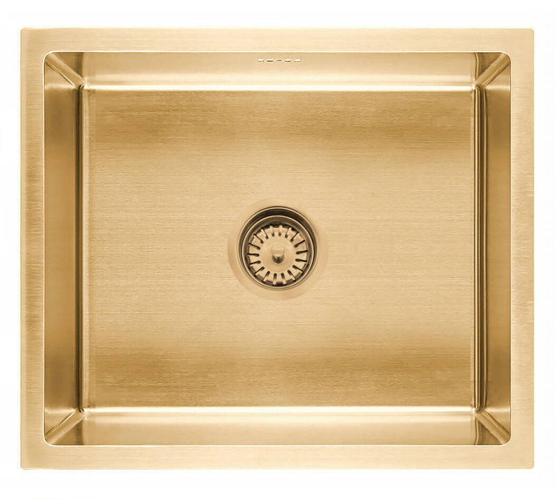 Zlewozmywak stalowy 54x44 złoty + syfon GRATIS podblatowy, podwieszany